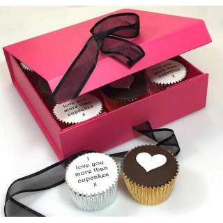 Personalised Valentine Cupcakes Gift Box Cerise